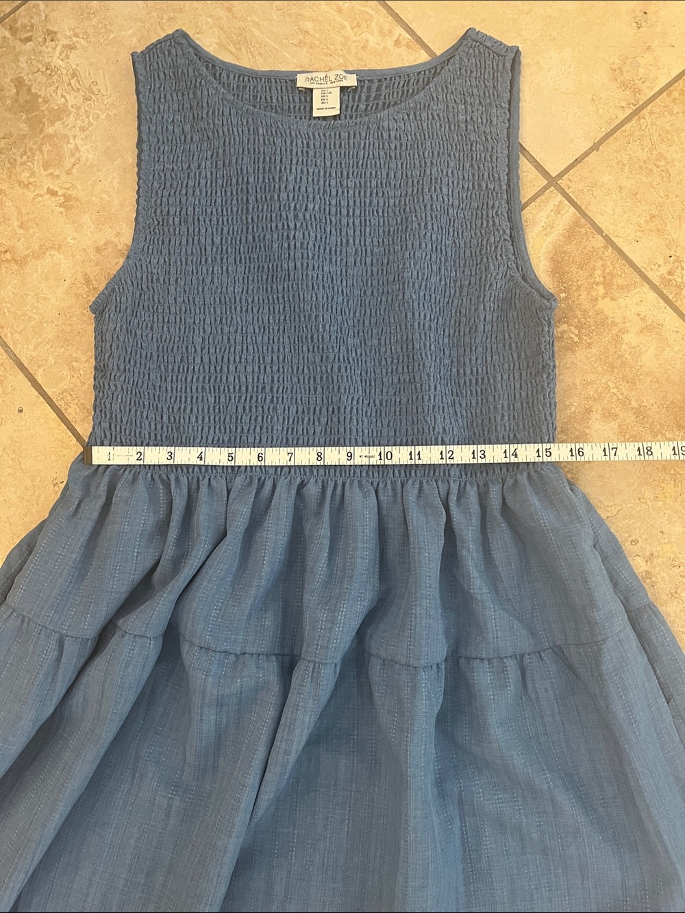 NWOT Rachel Zoe Cosima Blue Smocked Bodice Tiered Sundress L - Picture 7 of 8